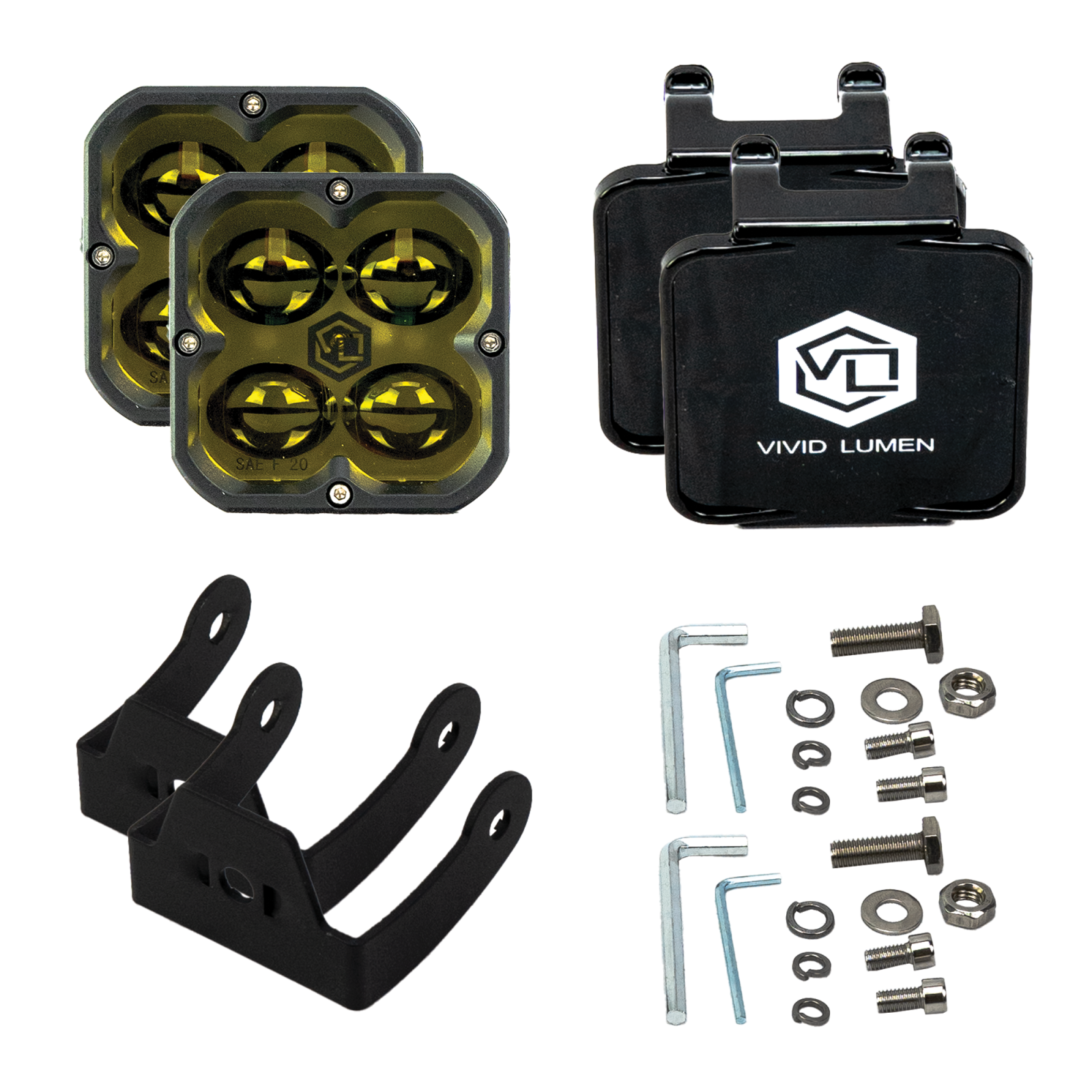 Vivid 10220 FNG SAE 3 Inch 20W Fog Light Pods Amber DOT/SAE Pair | GarageAndFab.com