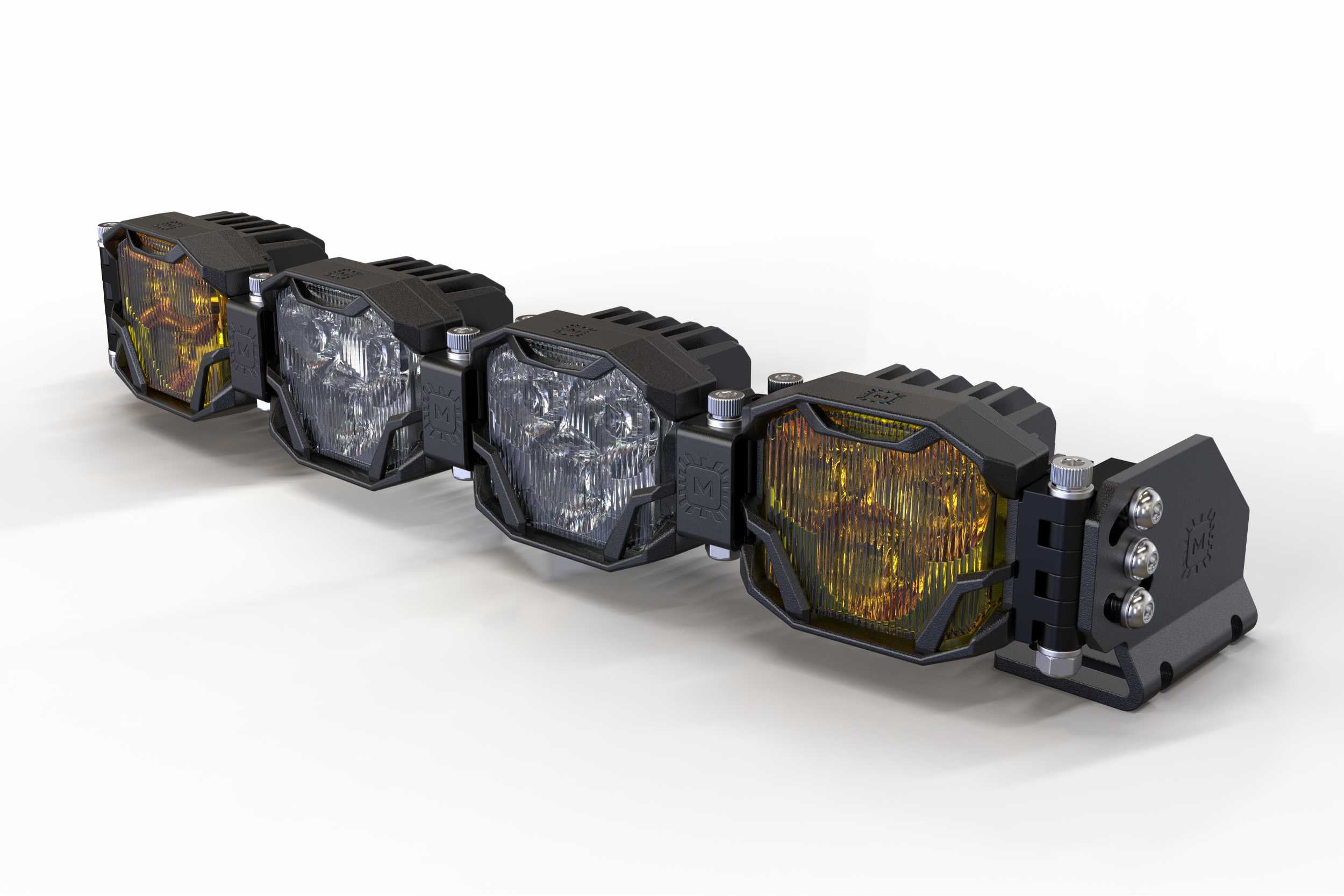 Double-Row BangerBar: (4 Pod / 16.5") (NCS Power - White/Yellow) BAR-2ROW-003 | GarageAndFab.com