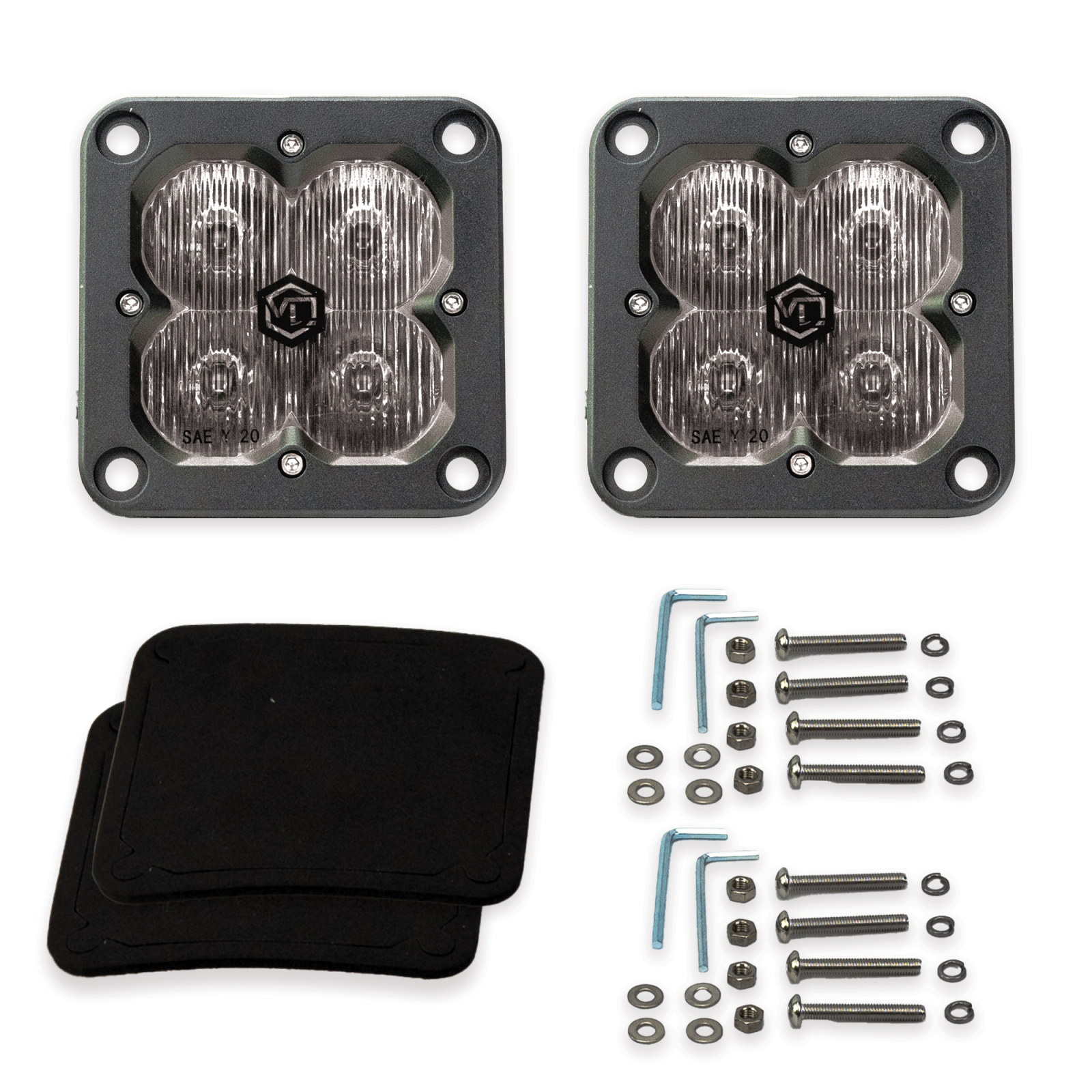Vivid 12110 FNG SAE 3 Inch 20W Driving Light Pods With Flush Mount DOT/SAE Pair | GarageAndFab.com