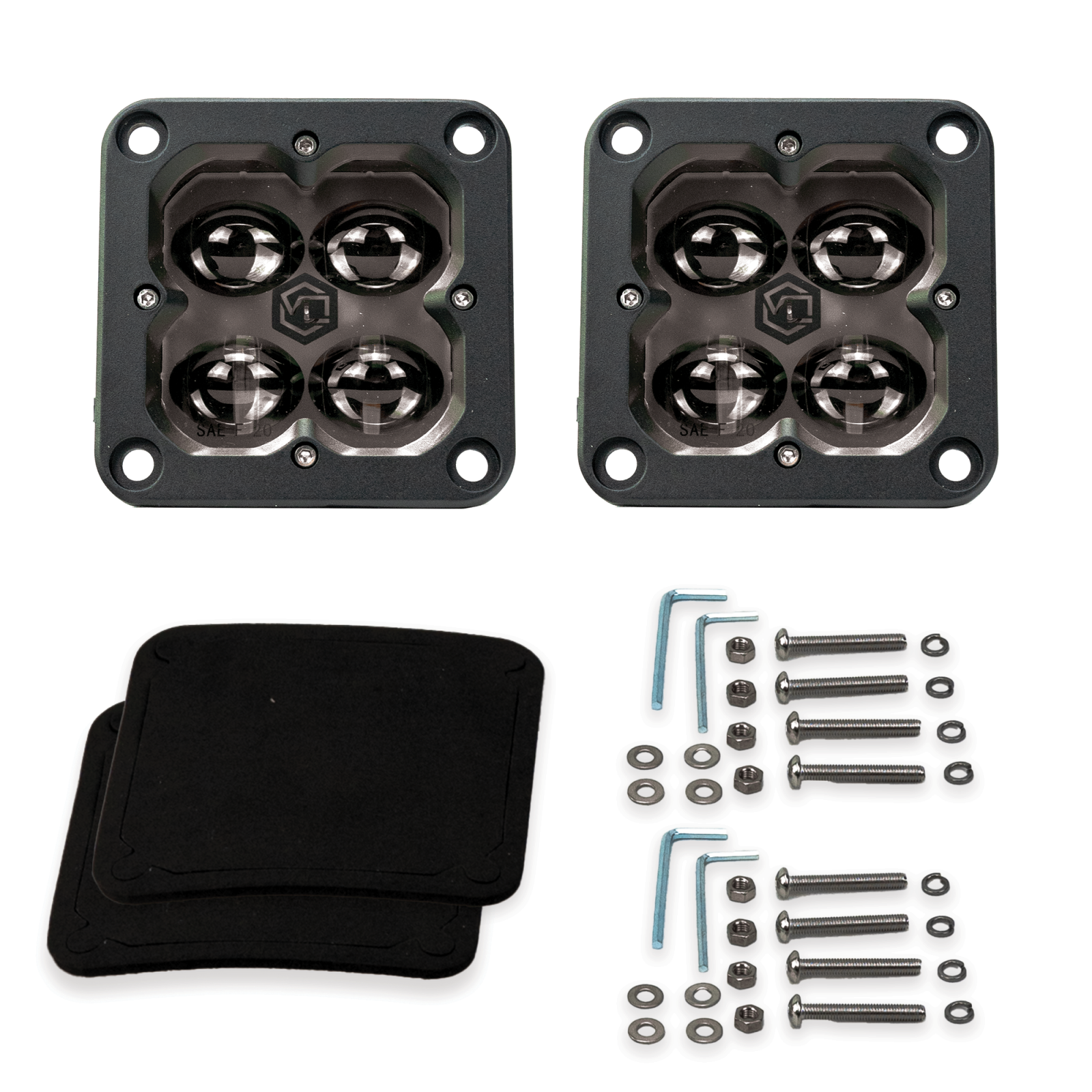Vivid 12210 FNG SAE 3 Inch 20W Fog Light Pods With Flush Mount DOT/SAE Pair | GarageAndFab.com