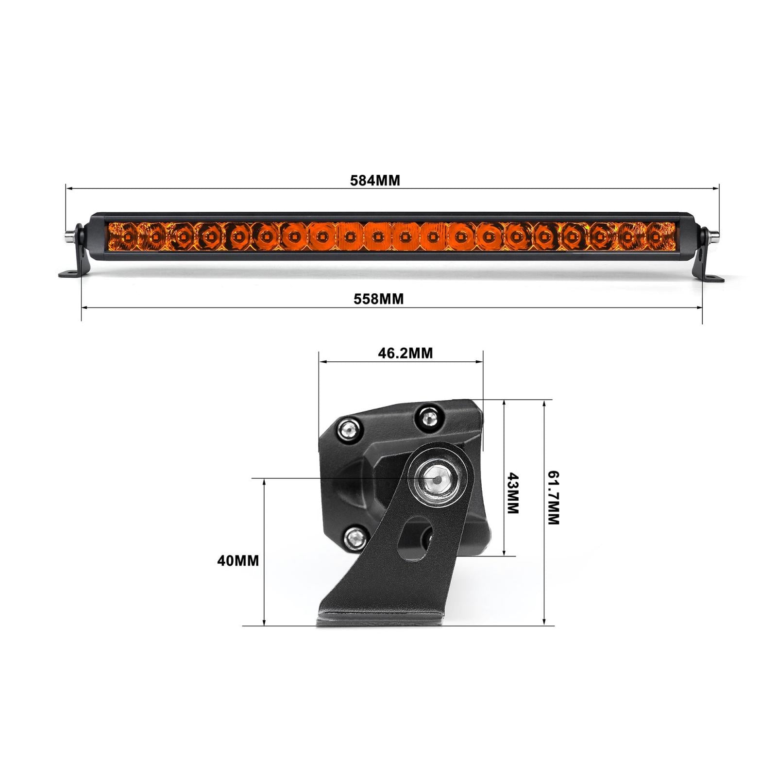Vivid 16220 Wired Series 20 Inch Single Row Amber Combo Light Bar | GarageAndFab.com