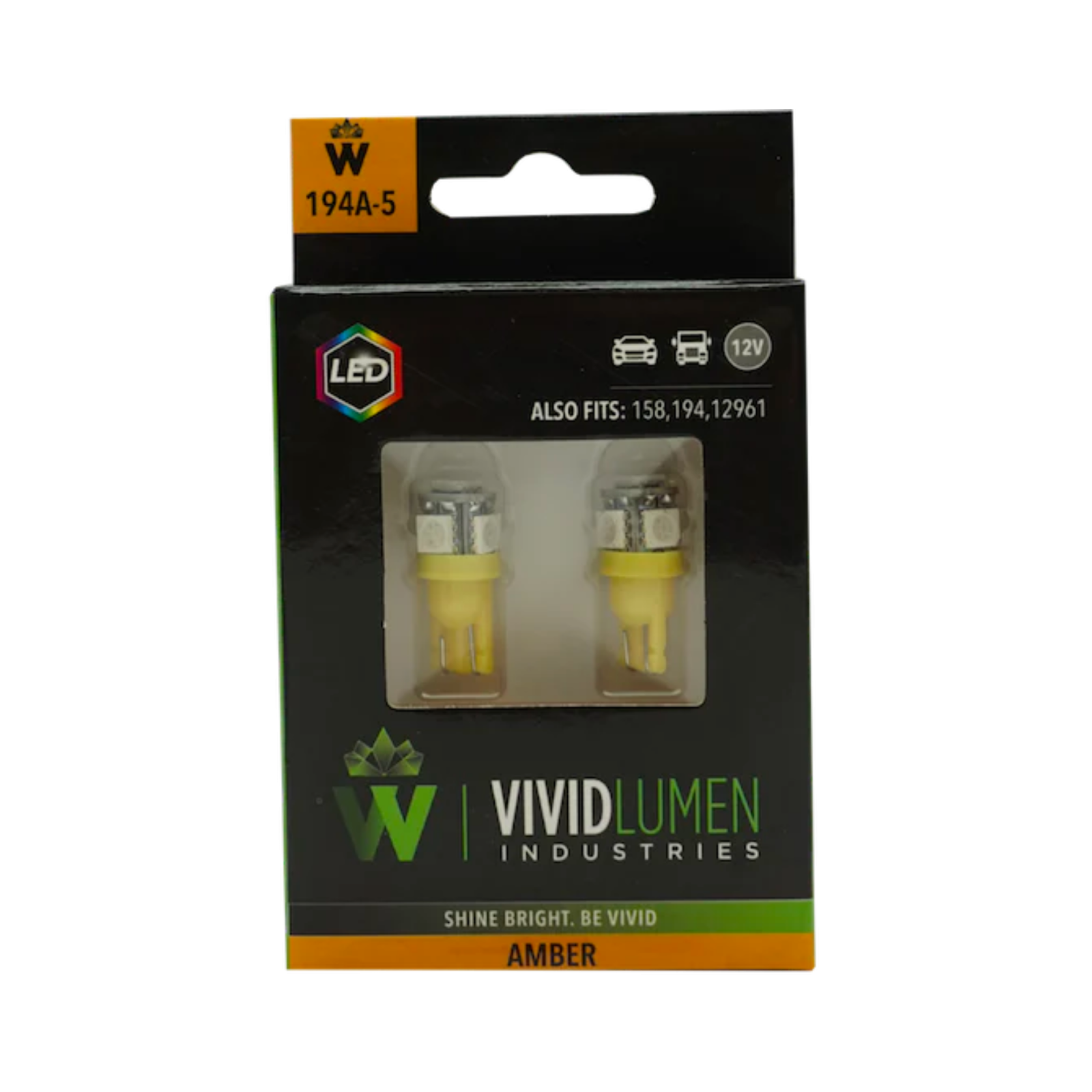 Vivid 194A-5 Long Lasting Led Bulbs 194 Amber Pair | GarageAndFab.com