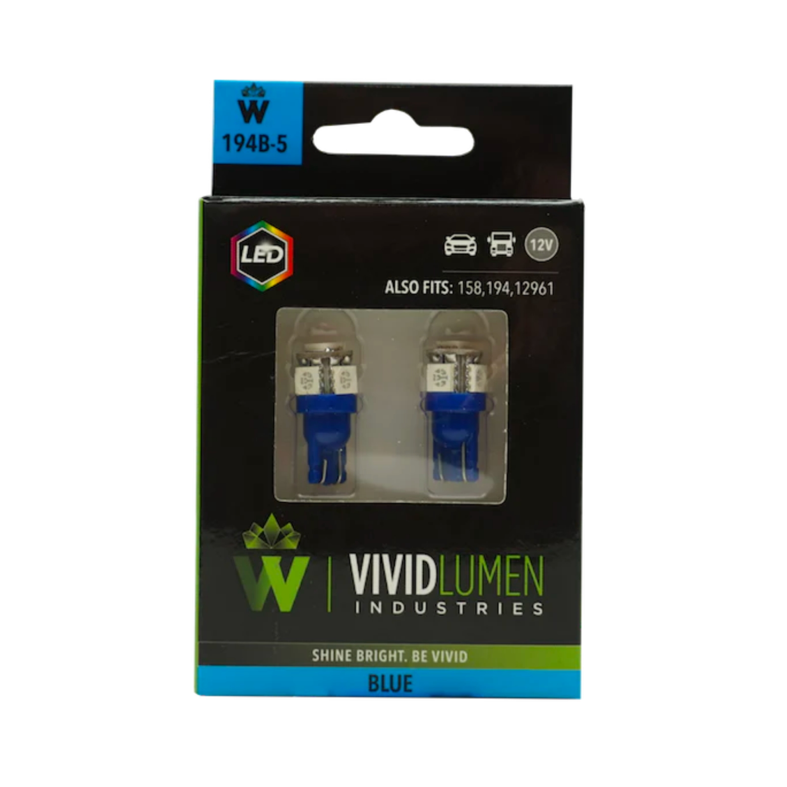 Vivid 194B-5 Long Lasting Led Bulbs 194 Blue Pair | GarageAndFab.com