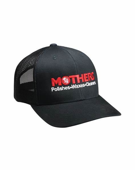 Mothers Polishes Black Trucker Cap with MOTHERS logo and sticker - 20-19000 | GarageAndFab.com