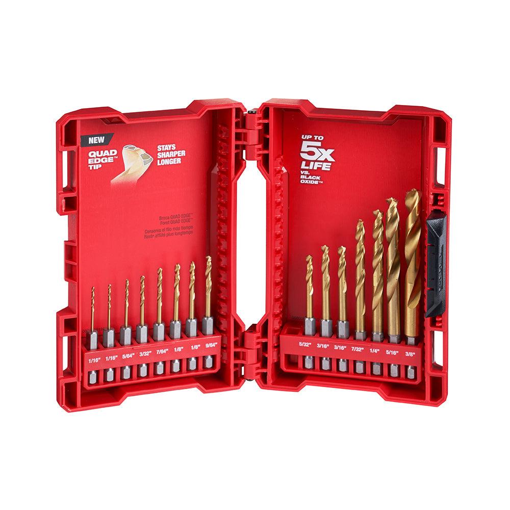 Milwaukee Electric 15-Pc Shockwave Impact Duty Red Helix Titanium Drill Bit Set, 1/16" 3/8" - MLW-48-89-4670 | MFVCanada.com