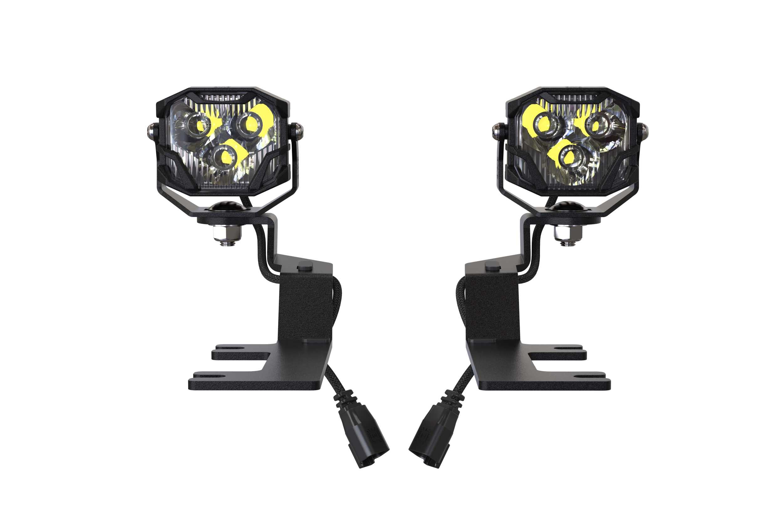 Morimoto 4Banger Ditch Light Kit: 14-18 Sierra 1500 (HXB Yellow Combo Beam) 4B-PLR-KIT-1093 | GarageAndFab.com