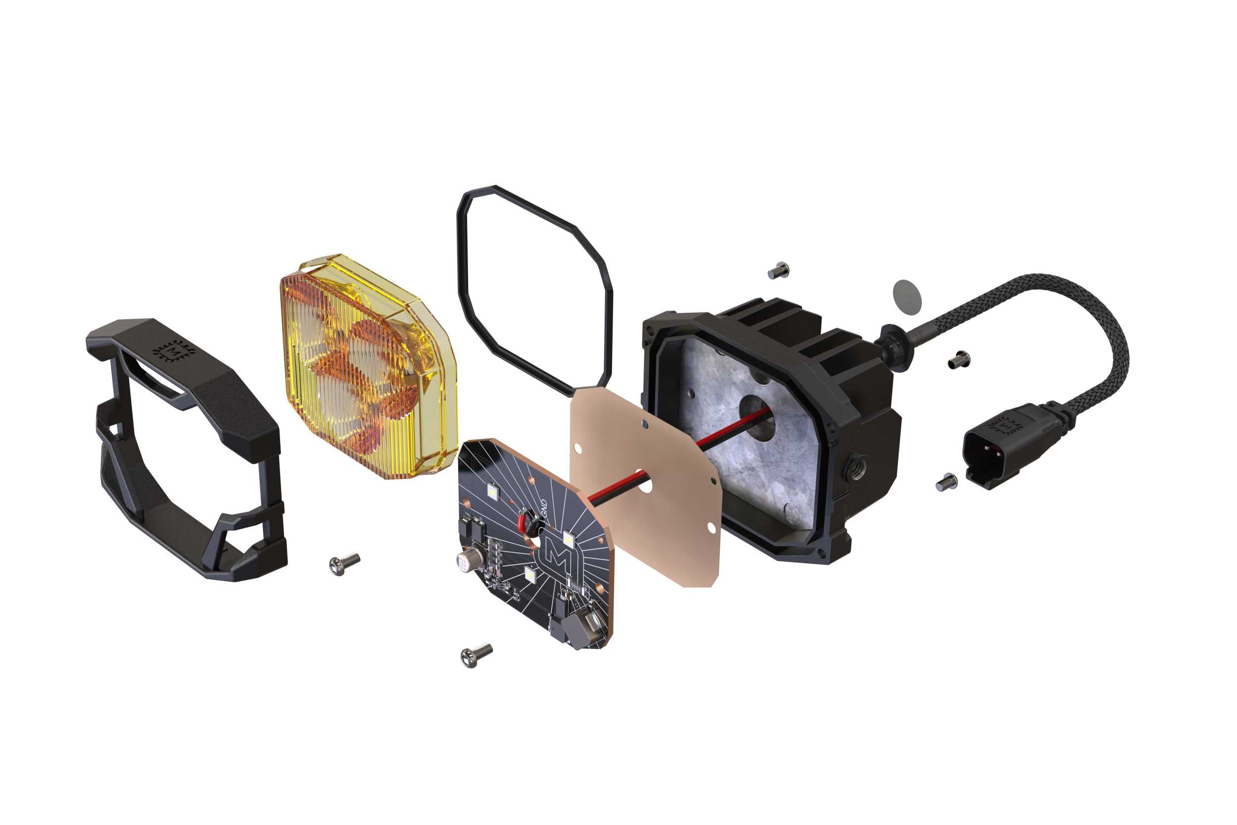 Morimoto 4Banger Ditch Light Kit: Wrangler JK (HXB Yellow SAE Wide Beam) 4B-PLR-KIT-1143 | GarageAndFab.com