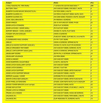 Goodmark Industries HARDWARE/BODY ASSEMBLY - GMK302095865S | GarageAndFab.com