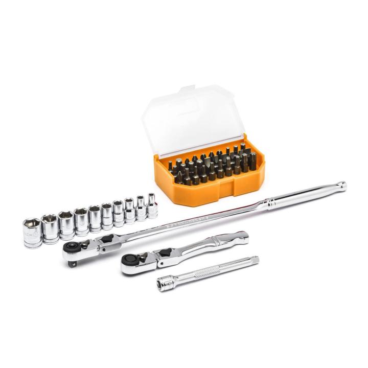 GearWrench 1/4DR Lck Flx Hd Rat & Bit Drv Set 43 Pc - GWR-81031 | GarageAndFab.com