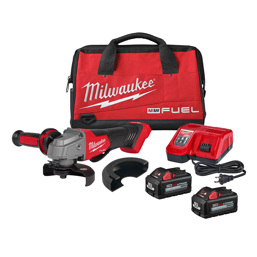 Milwaukee Electric M18 Fuel 4-1/2" / 5" Grinder Paddle Switch, No-Lock Kit, 8500 Rpm, (2) Xc6.0 Batteries, (1) Multi-Voltage Charger - MLW-2880-22 | MFVCanada.com