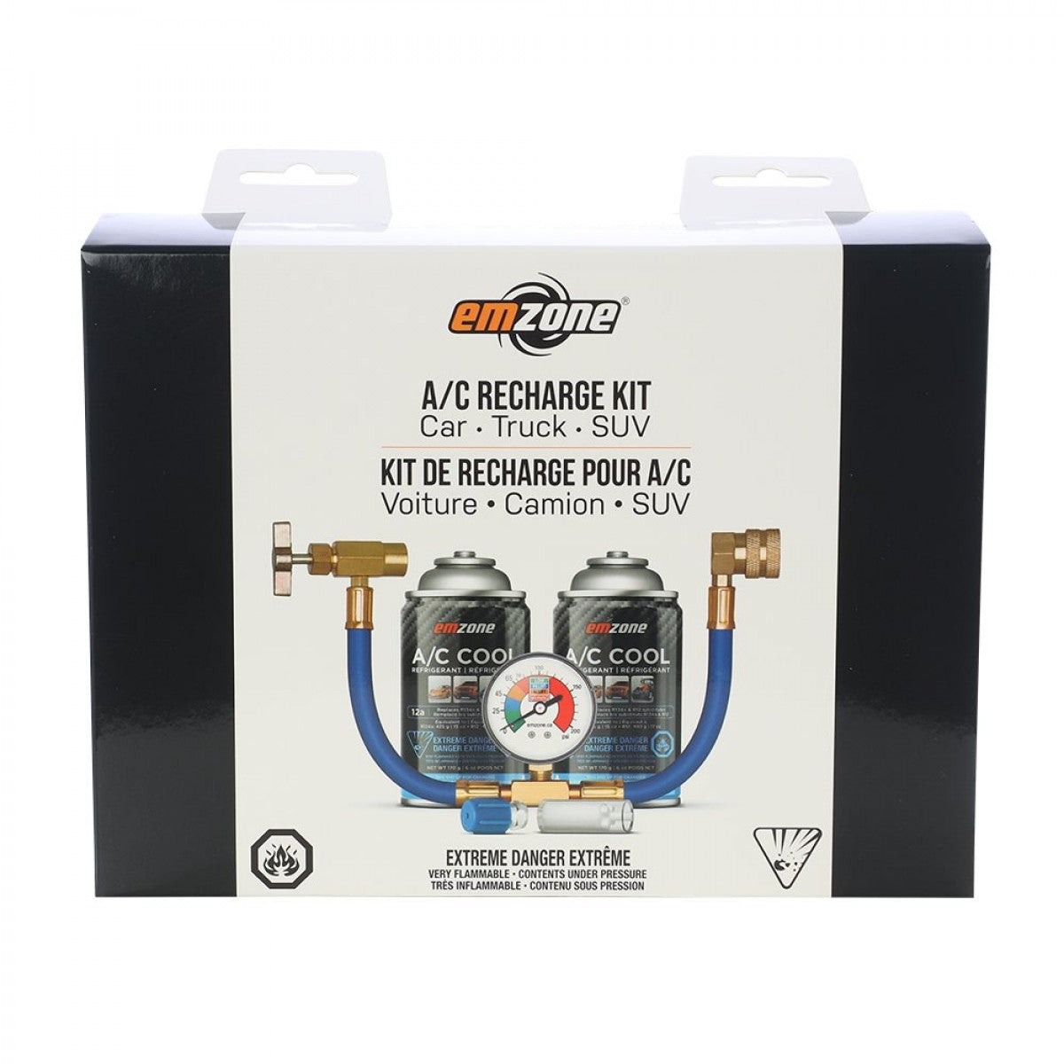 Emzone 12a A/C Recharge Kit including Hose with Gauge - 45885 | GarageAndFab.com