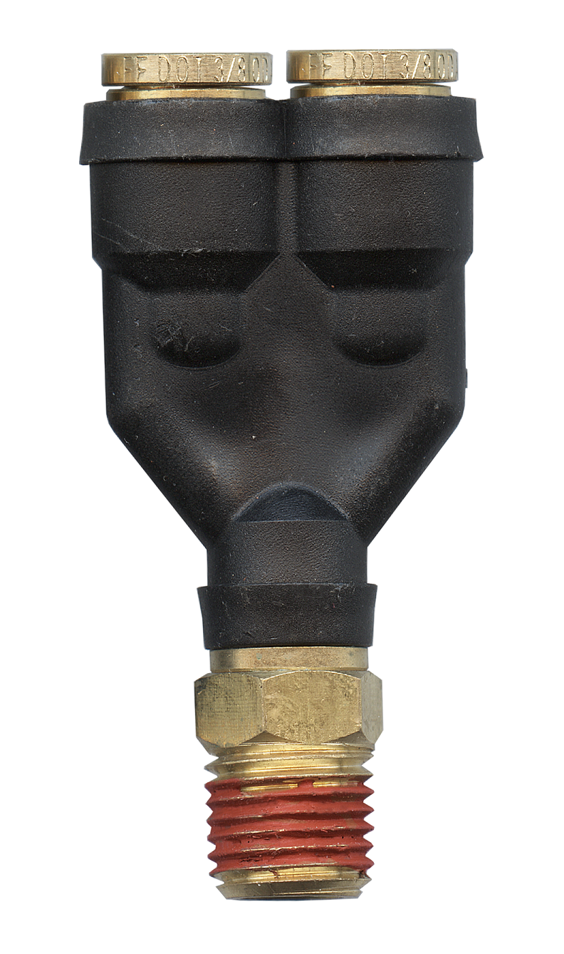 Fairview Composite DOT PTC Y Conn; 3/8Tx3/8Tx1/4MPTSW Item #: FVF-CPC1472YSW-6B | GarageAndFab.com