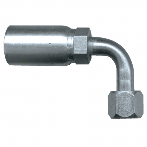 Fairview U Series Crimp End;90LElbow;1/4ID x1/4FJIC Item #: FVF-SC639L-44 | GarageAndFab.com