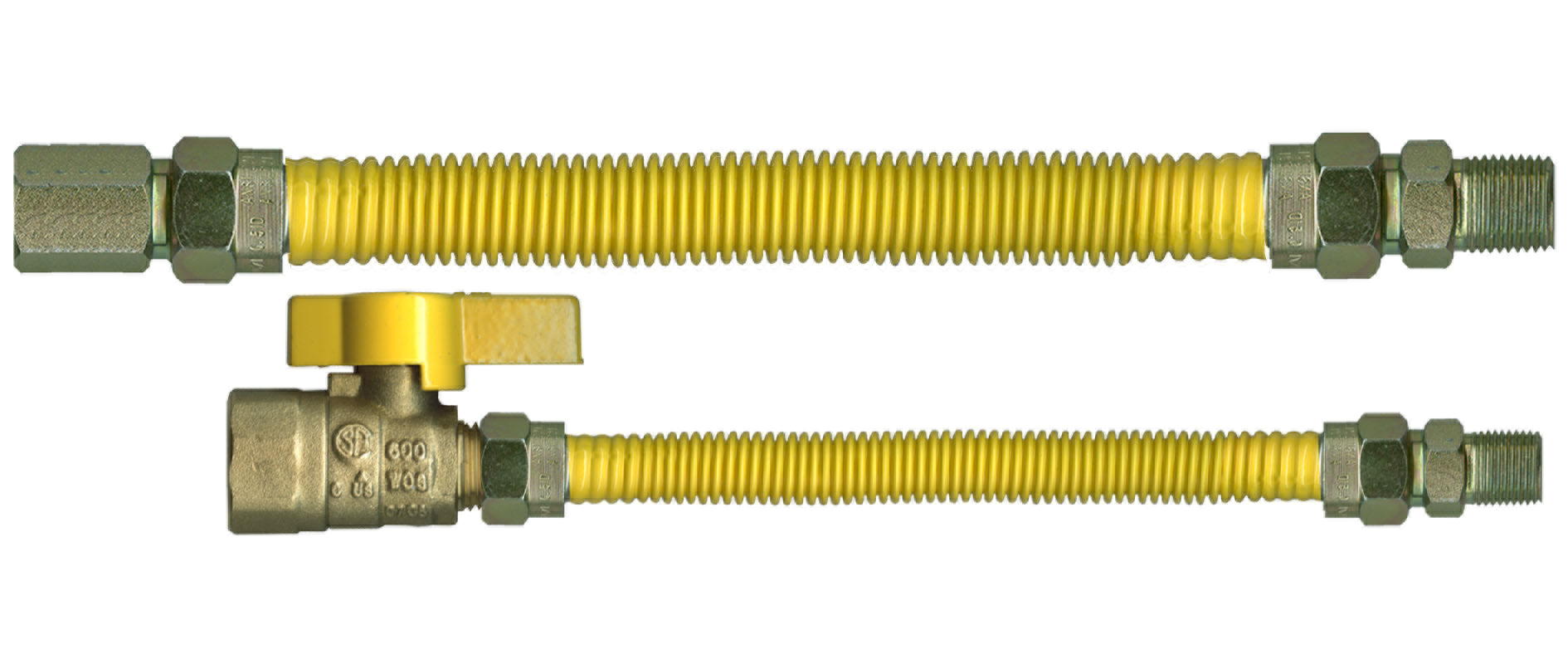 Fairview WF Gas Connector 3/8 OD;3/8FPTx1/2MPT;2ft Item #: FVF-ACSBLK-250F6M8-24-WF | GarageAndFab.com