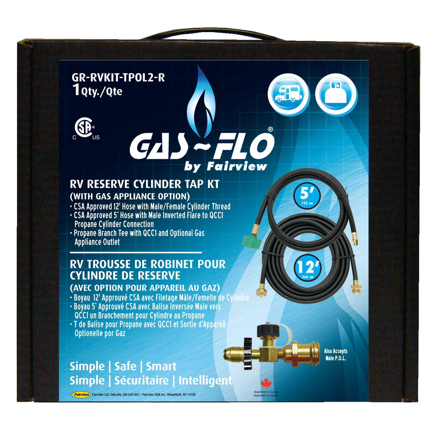 Fairview RV LP-Gas Reserve Dual Cylinder Tap Kit Item #: FVF-GR-RVKIT-TPOL2-R | GarageAndFab.com