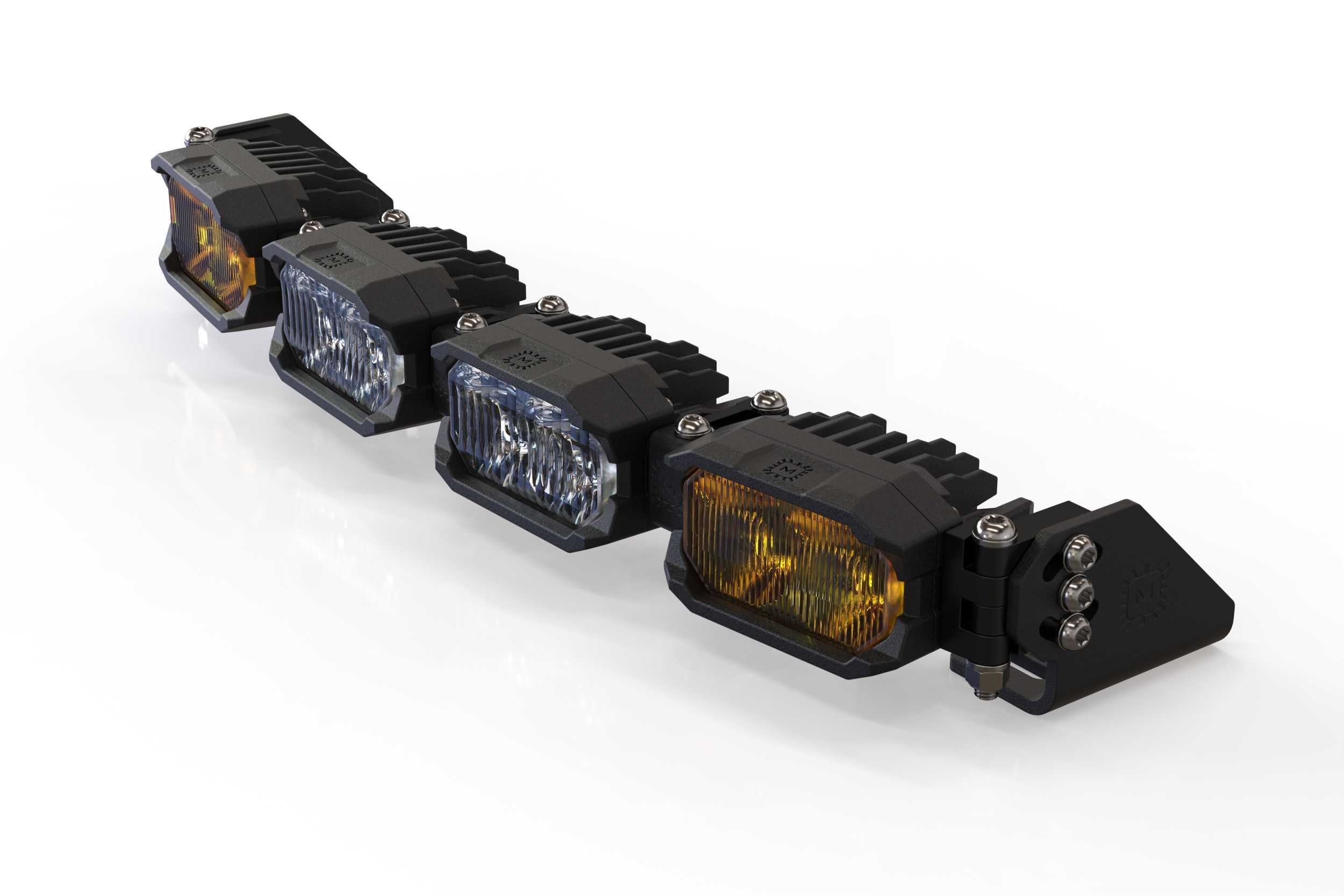 Single-Row BangerBar: (4 Pod / 16") (HXB Power - White/Yellow) BAR-1ROW-006 | GarageAndFab.com