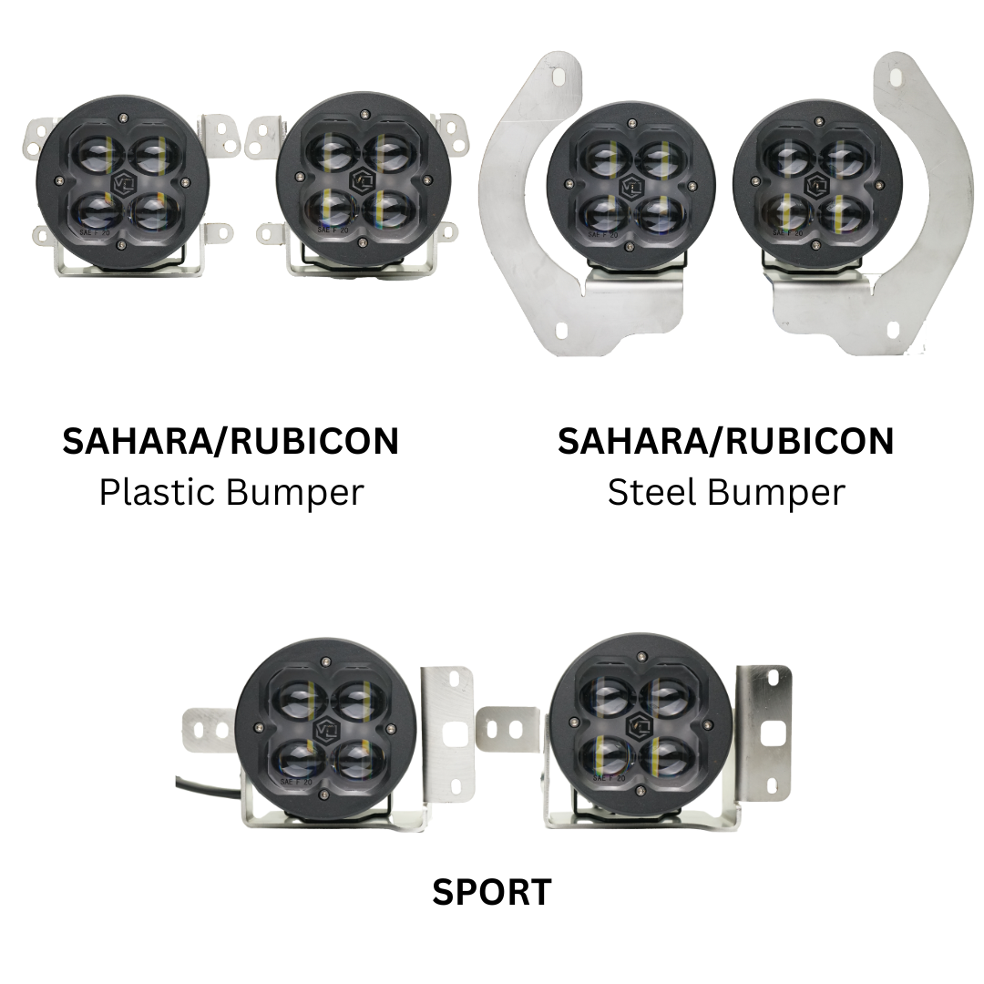 Vivid 11304 FNG SAE Fog Light Kit Jeep JL White Steel Bumper 2018+ | GarageAndFab.com