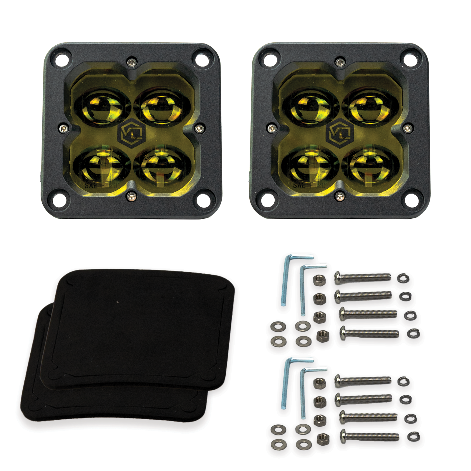 Vivid 12220 FNG SAE 3 Inch 20W Fog Light Pods With Flush Mount Amber DOT/SAE Pair | GarageAndFab.com