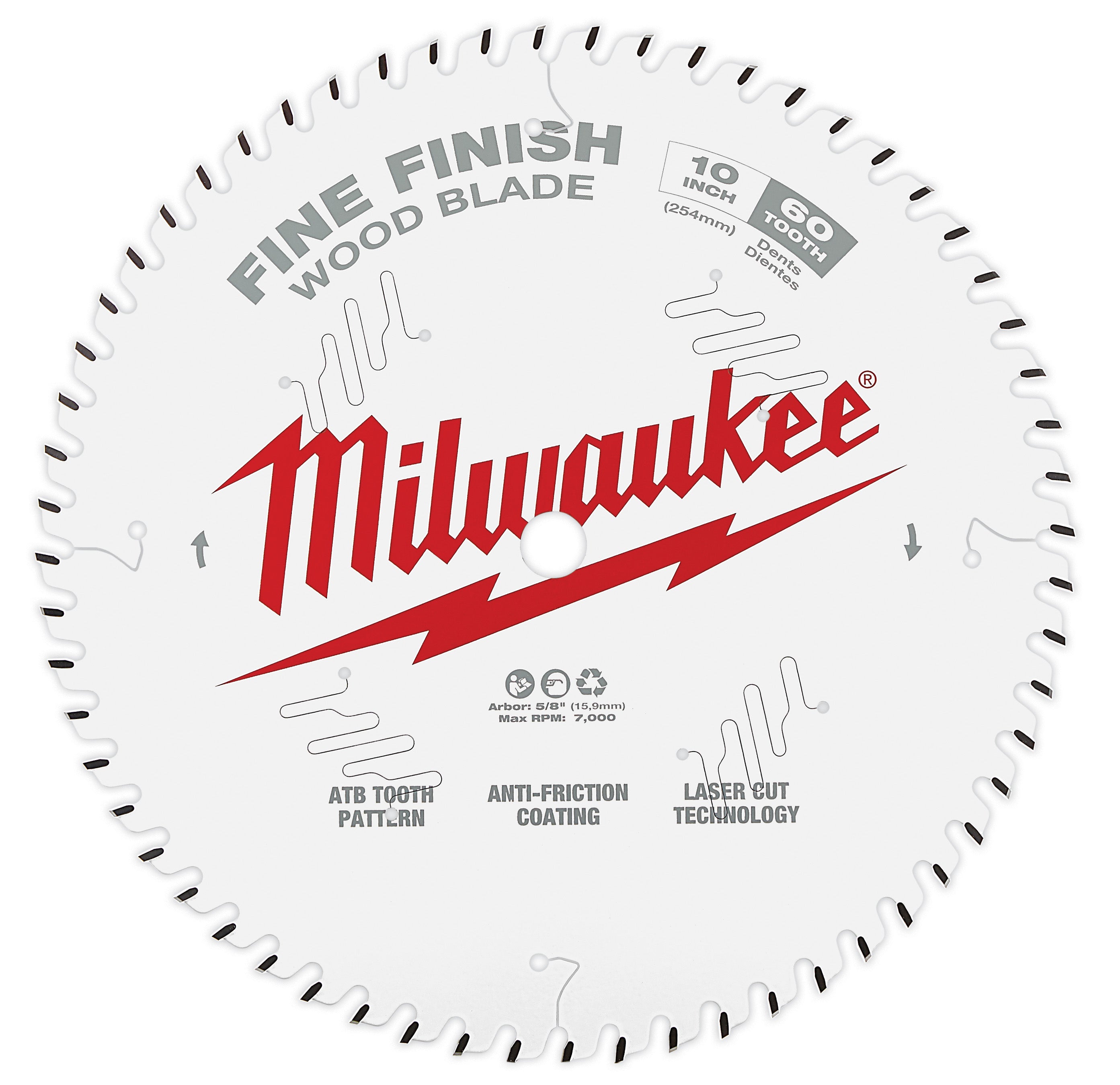 Milwaukee Electric 10" 60T Fine Finish Saw Blade - MLW-48-40-1028 | MFVCanada.com