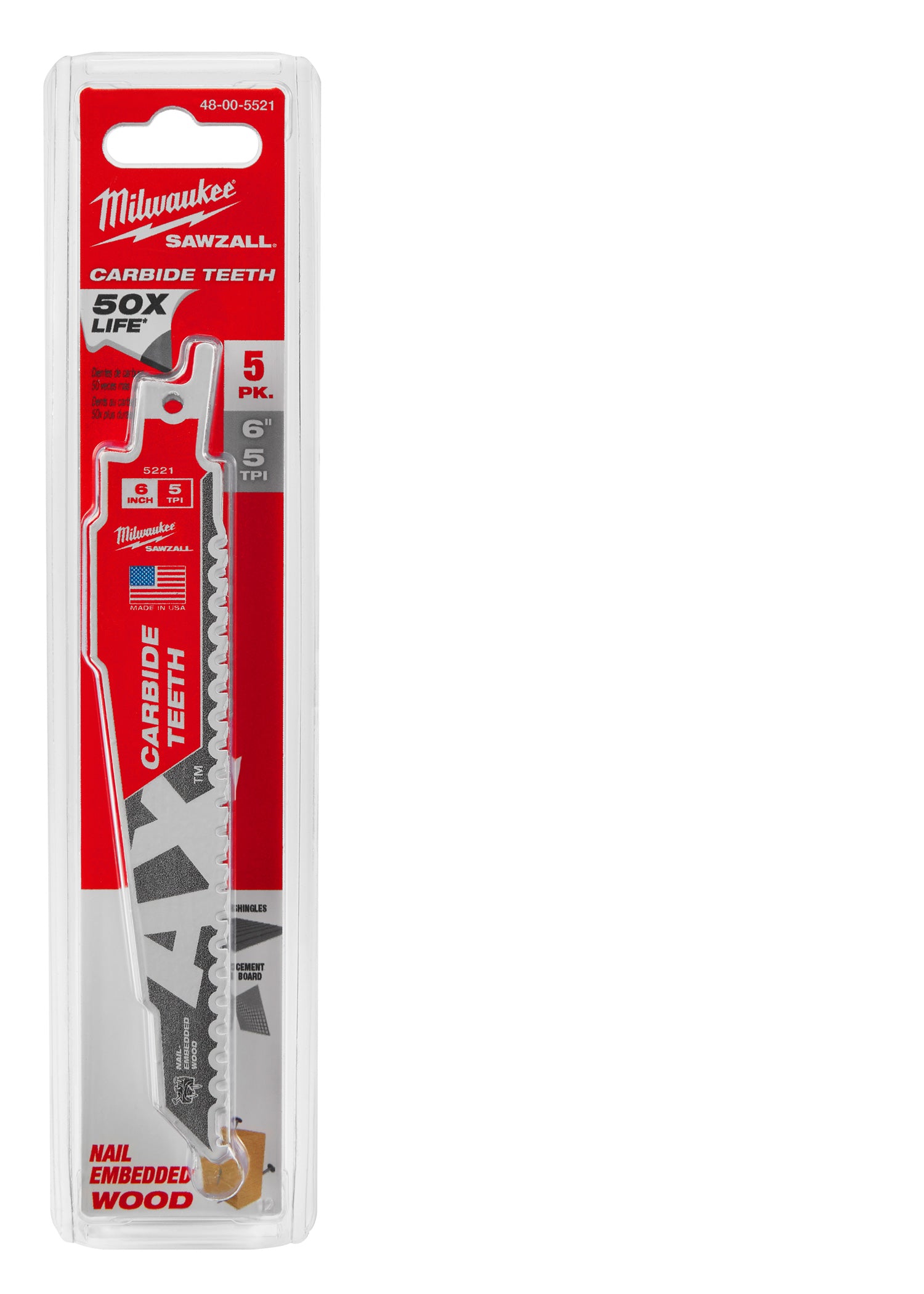 Milwaukee Electric 6In Cax 5Pk Sawzall Blade - MLW-48-00-5521 | MFVCanada.com