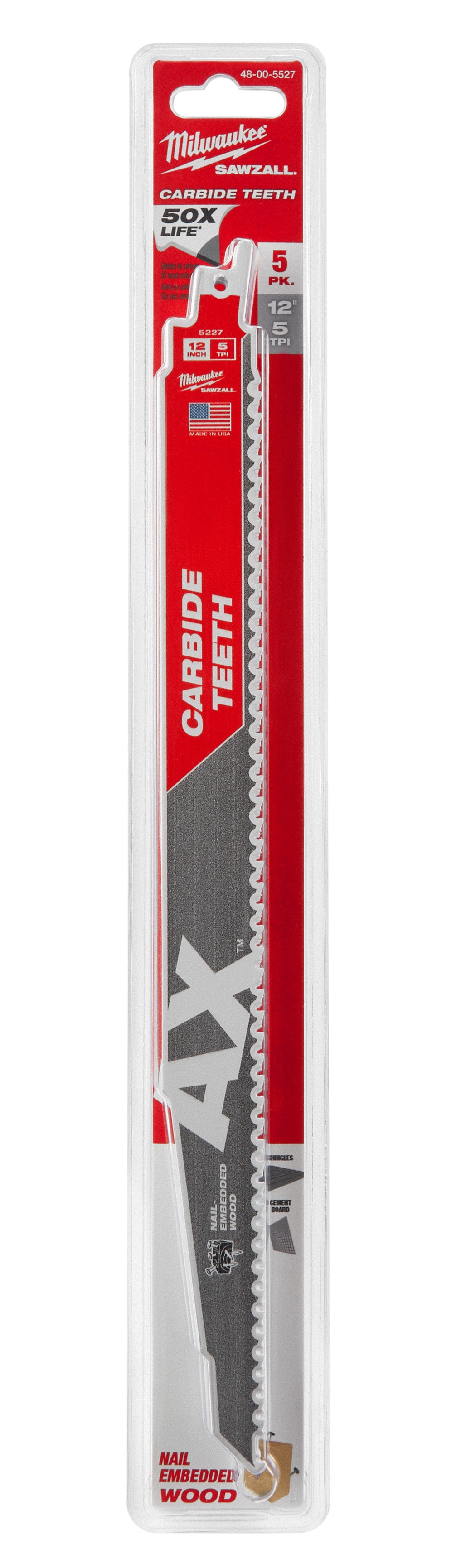 Milwaukee Electric 12In Cax 5Pk Sawzall Blade - MLW-48-00-5527 | MFVCanada.com