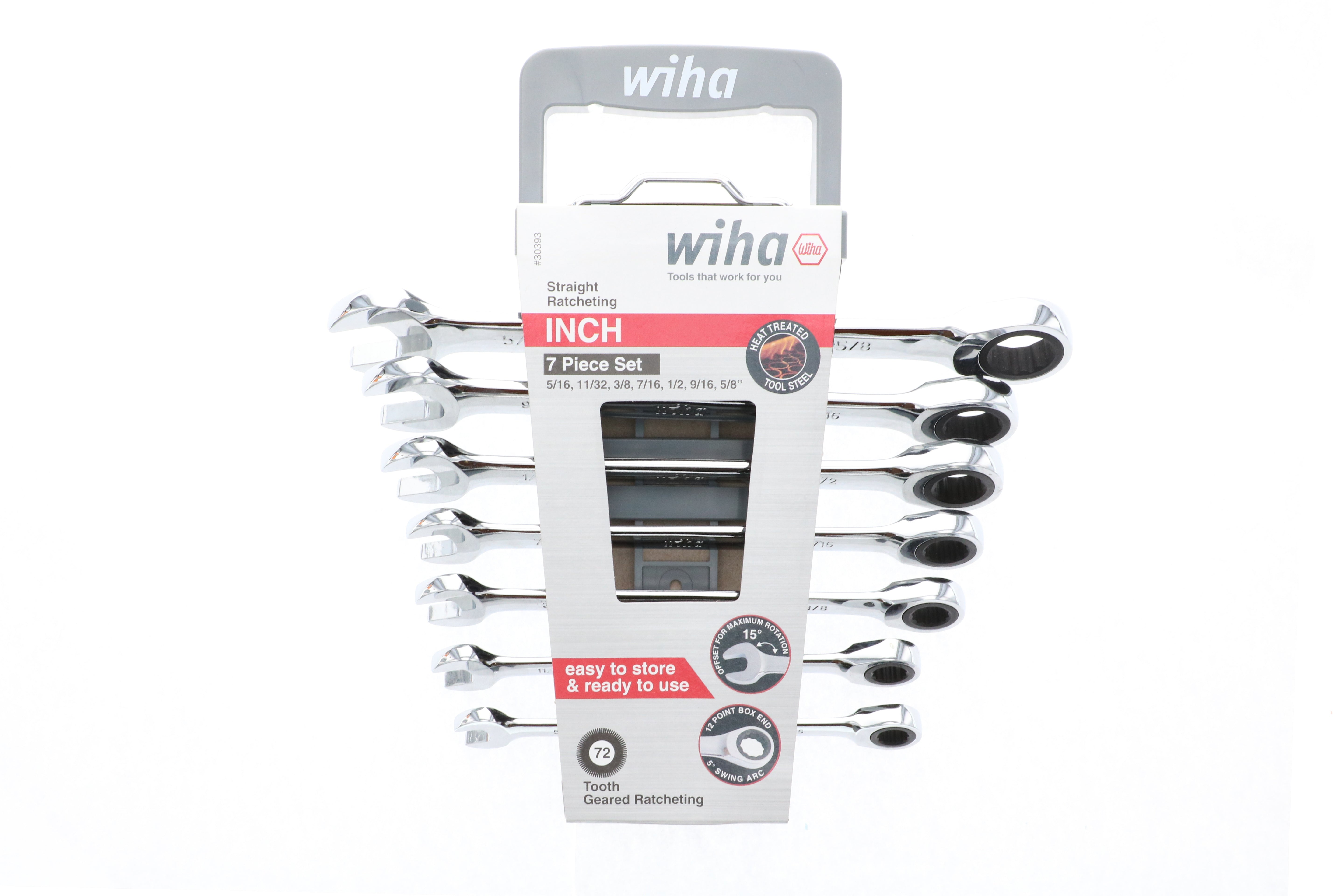 WIHA TOOLS 7 Piece Combination Ratchet Wrench Set - Sae - WIH-30393 | GarageAndFab.com