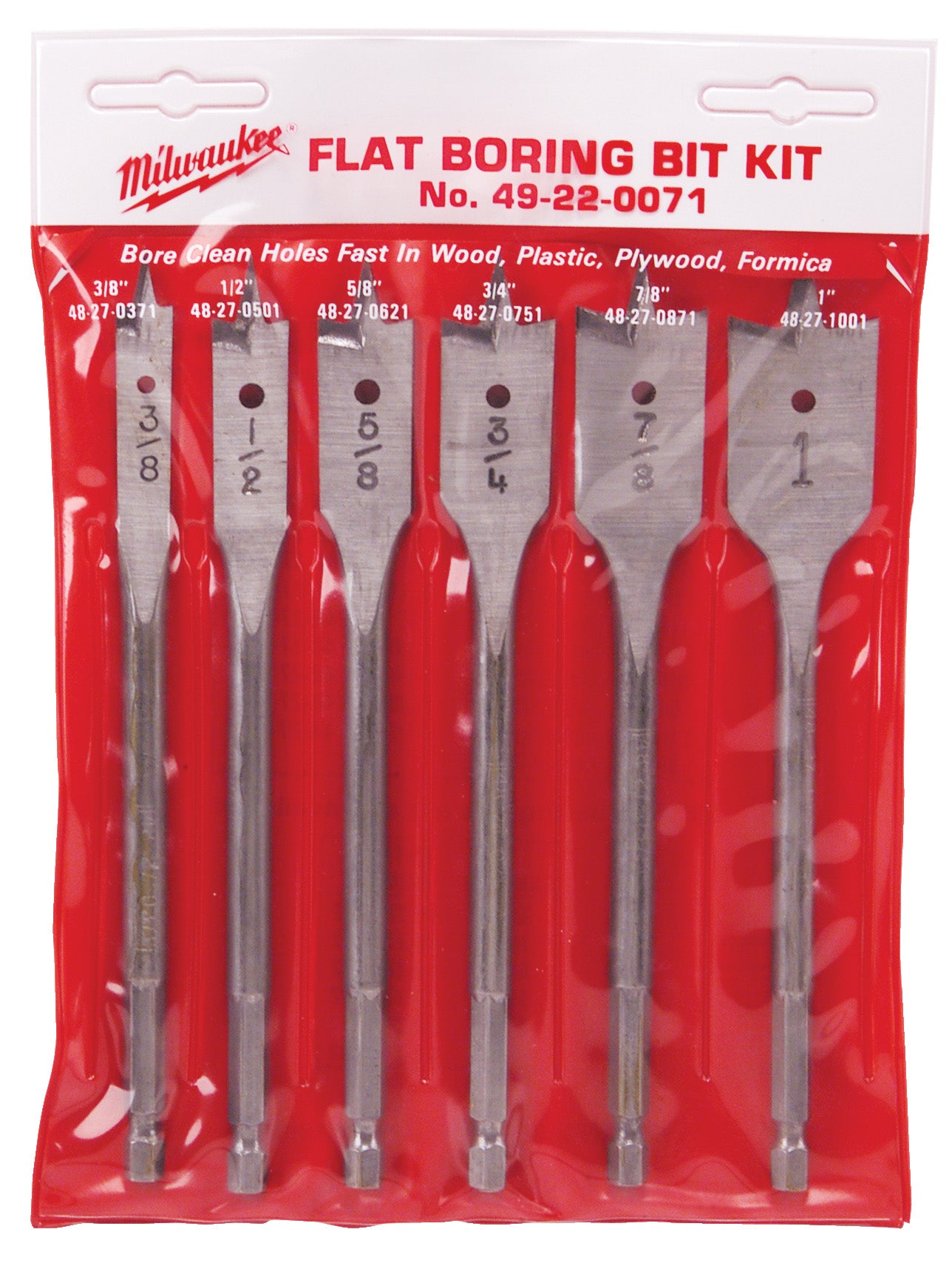 Milwaukee Electric (6)Flat Boring Bit Kit - MLW-49-22-0071 | MFVCanada.com