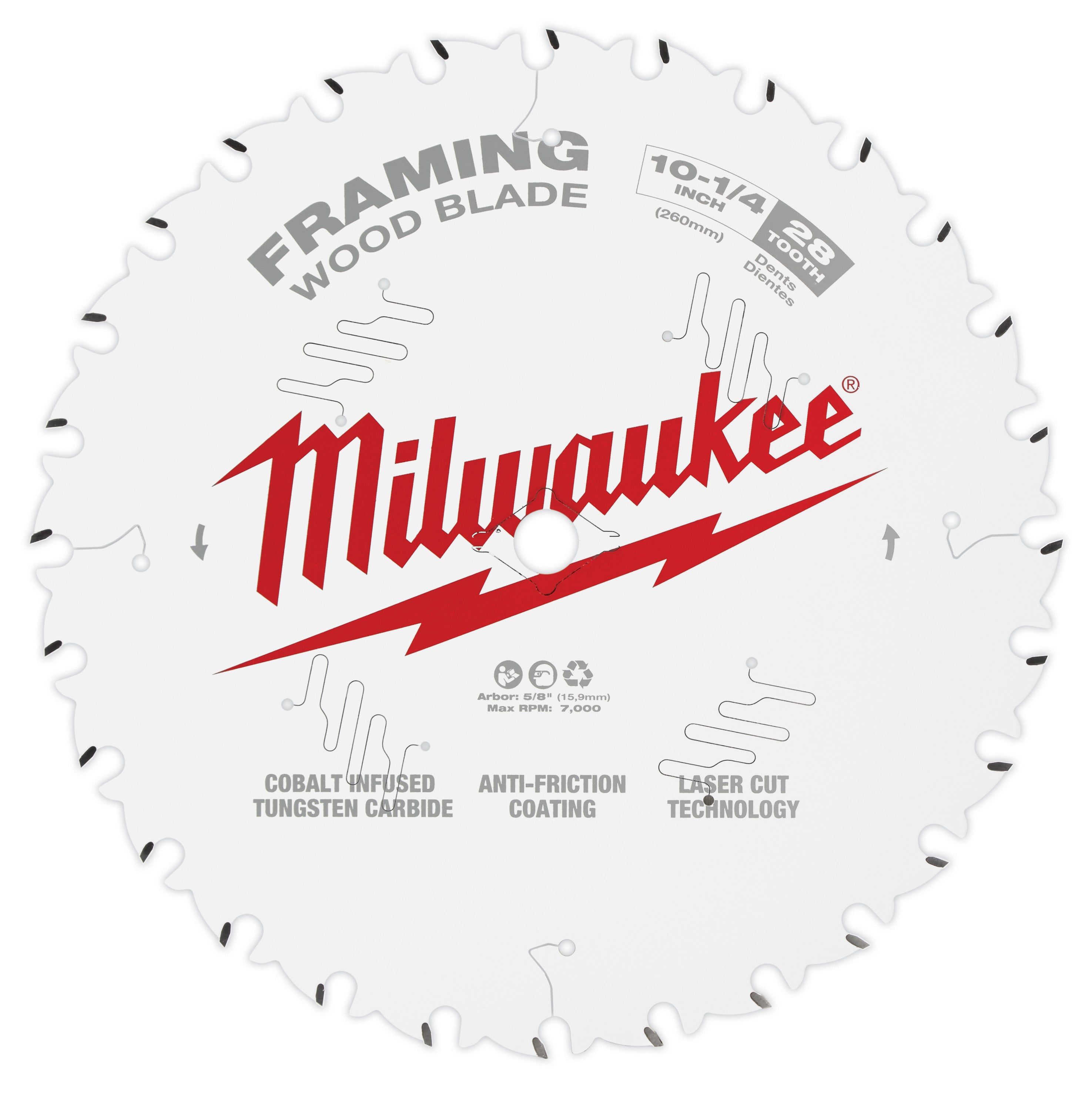 Milwaukee Electric 10-1/4" 28T Framing Saw Blade - MLW-48-40-1038 | MFVCanada.com