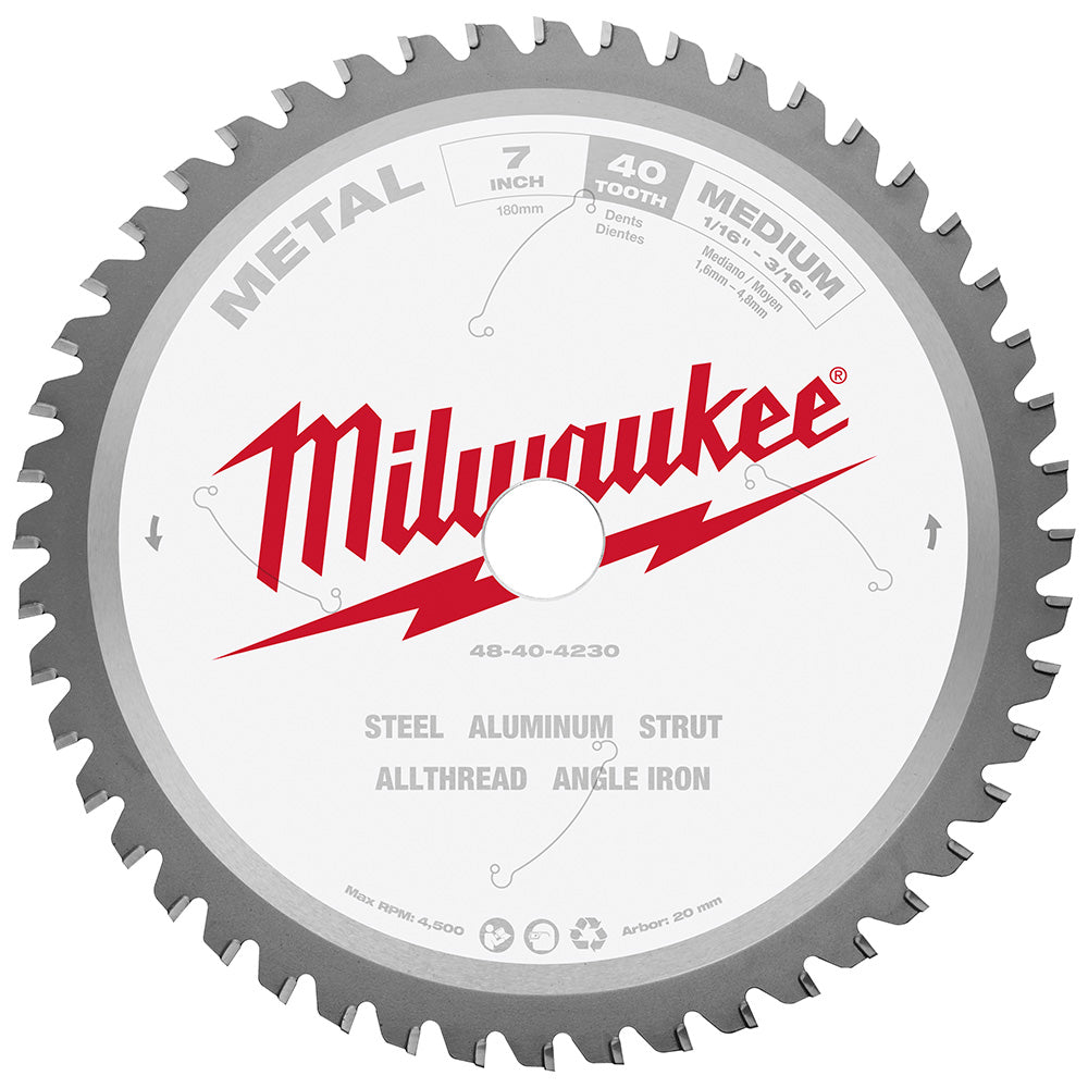 Milwaukee Electric 7" 40T Metal Csb, 20 m - MLW-48-40-4230 | MFVCanada.com