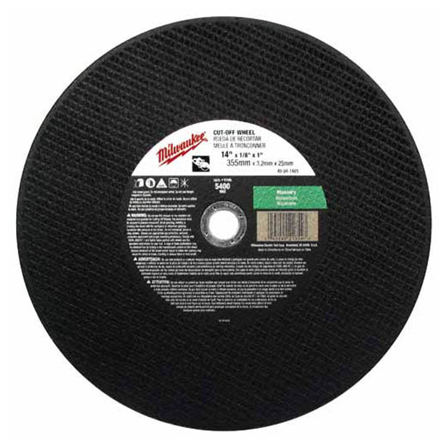 Milwaukee Electric 14X1/8X20 m Cut Off Wheel Bulk 10 - 49-94-1470 - MLW-49-94-1470 | MFVCanada.com