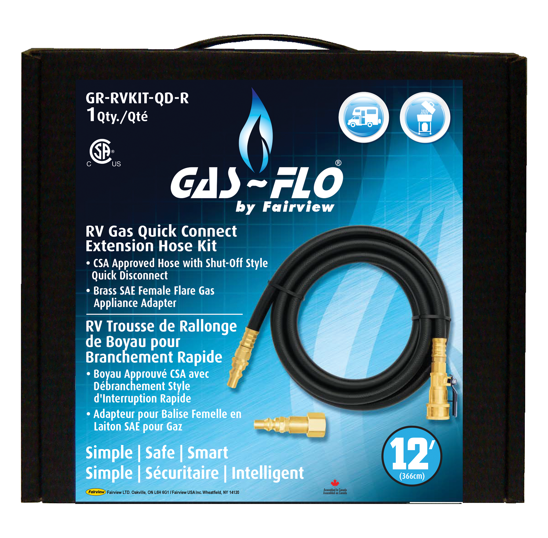 Fairview RV LP-Gas Quick Connect Extension Hose Kit Item #: FVF-GR-RVKIT-QD-R | GarageAndFab.com