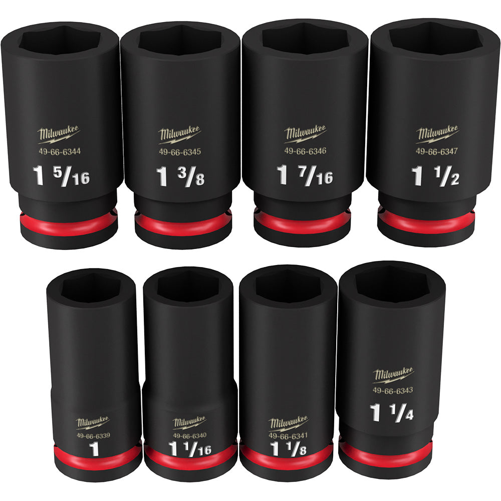 Milwaukee Electric 8-Pc /4" Drive, 6 Pt. Sae Deep Impact Socket Set, 1"  1-1/2" - MLW-49-66-7018 | MFVCanada.com