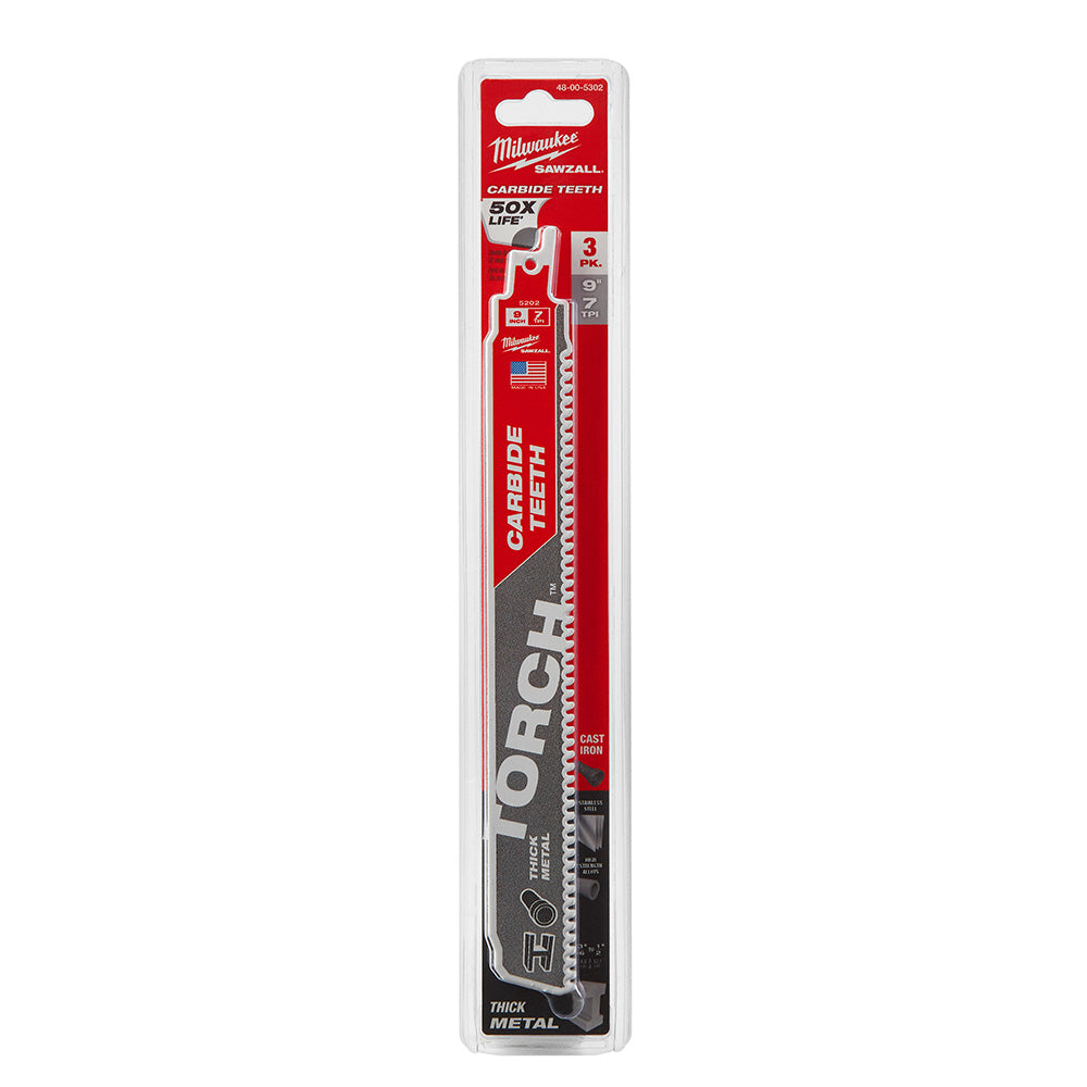 Milwaukee Electric 9In C-Torch 3Pk Sawzall Bl - MLW-48-00-5302 | MFVCanada.com