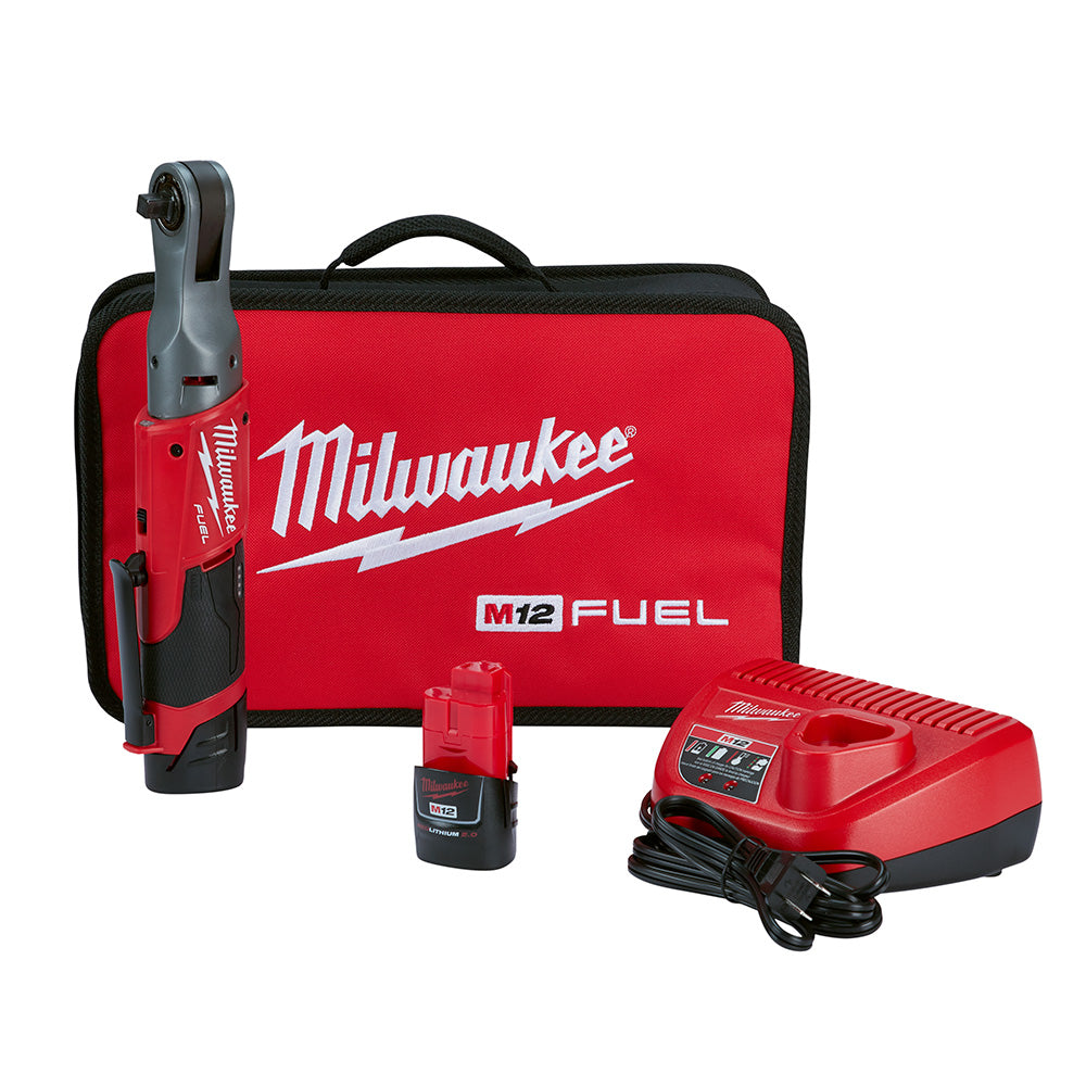 Milwaukee Electric M12 Fuel 3/8" Ratchet 2 Battery Kit - MLW-2557-22 | MFVCanada.com