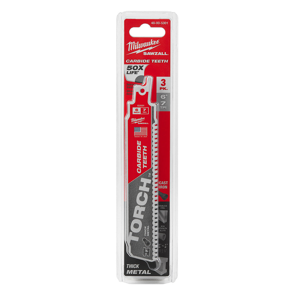 Milwaukee Electric 6In C-Torch 3Pk Sawzall Bl - MLW-48-00-5301 | MFVCanada.com