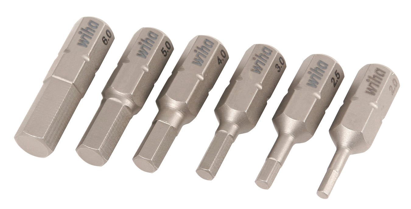 WIHA TOOLS 6 Piece Hex Insert Bit Set - Metricric - WIH-71397 | GarageAndFab.com