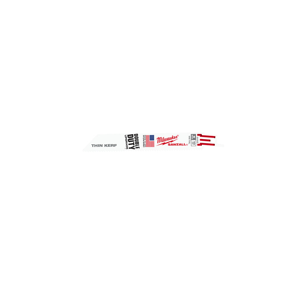 Milwaukee Electric Sawzall Thin Kerf Blade, 6" Long X 10 Tpi, 5-Pack - MLW-48-00-5092 | MFVCanada.com