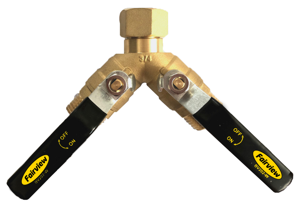 Fairview Ball Valve Y Splitter;FWHxMWH Item #: FVF-BV202-W | GarageAndFab.com
