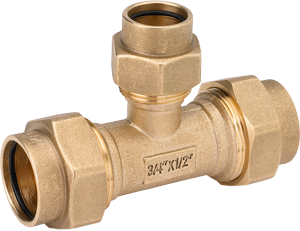 Fairview Union Tee 3/4x1/2 CSST Item #: FVF-GF44R-128 | GarageAndFab.com