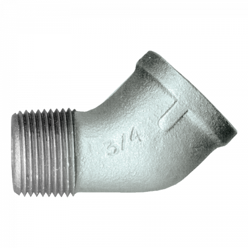 Fairview Galvanized Iron 45 Elbow;1/4MPTx1/4FPT Item #: FVF-GI-124-B | GarageAndFab.com