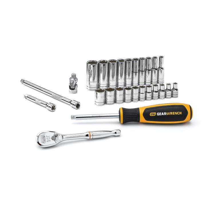 GearWrench Set Socket Sae 1/4DR  12PT 26Pc - GWR-80313 | GarageAndFab.com