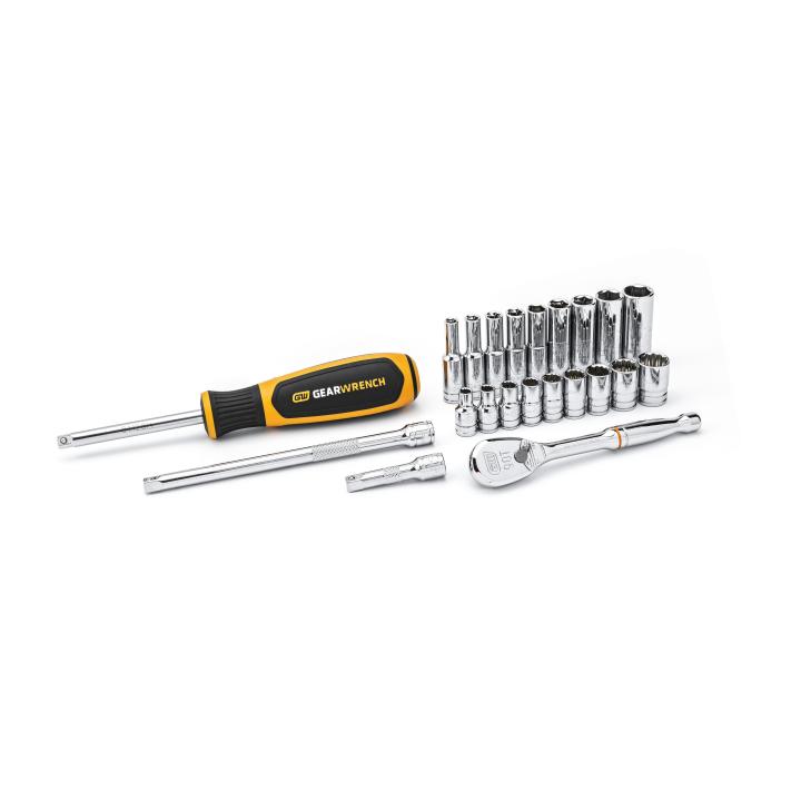 GearWrench Set Socket Deep Sae 1/4DR 6 & 12Pt - GWR-80325 | GarageAndFab.com