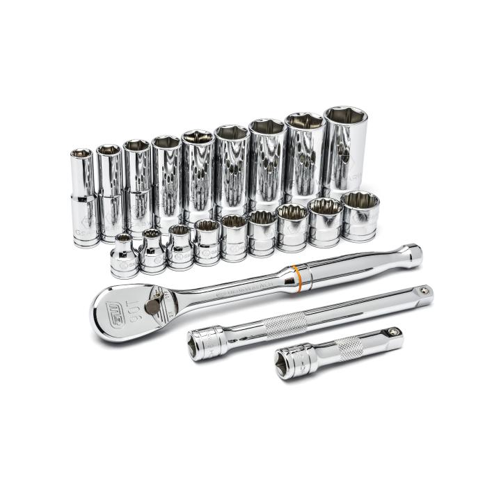 GearWrench Set Socket Sae Std/Deep 3/8 DR 6 & 12PT 21Pc - GWR-80557 | GarageAndFab.com