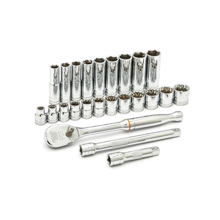 GearWrench Set Socket Met Std/Deep 3/8 DR 6 & 12PT 24Pc - GWR-80559 | GarageAndFab.com