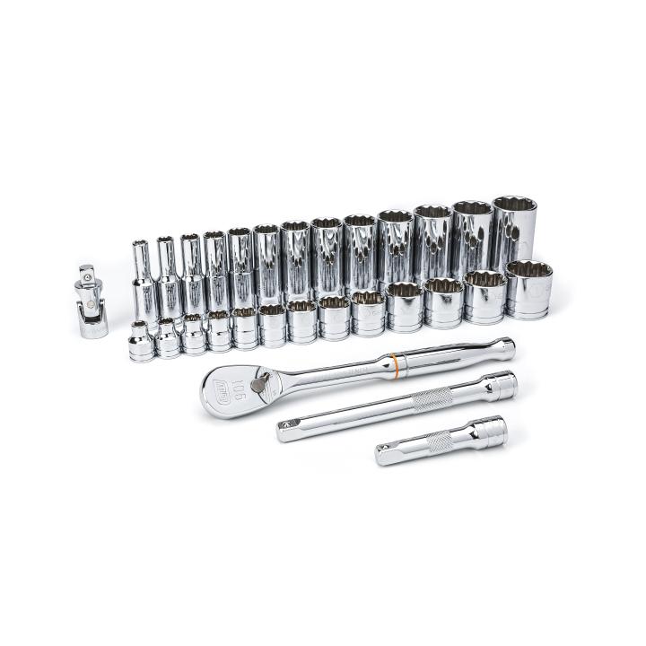 GearWrench Set Socket Std/Deep Sae 3/8 DR 12Pt - GWR-80568 | GarageAndFab.com