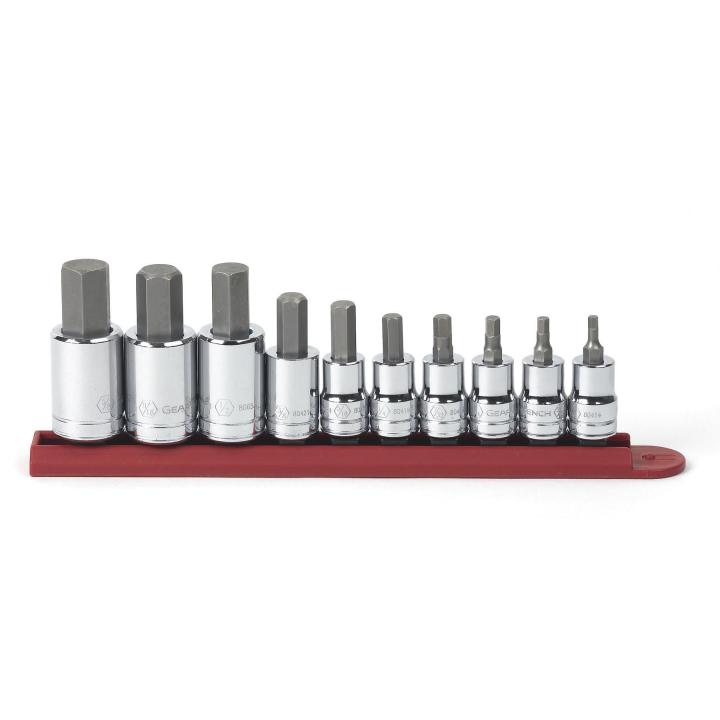 GearWrench Set Socket Hex Bit Sae 3/8 & 1/2DR 10Pc - GWR-80579 | GarageAndFab.com