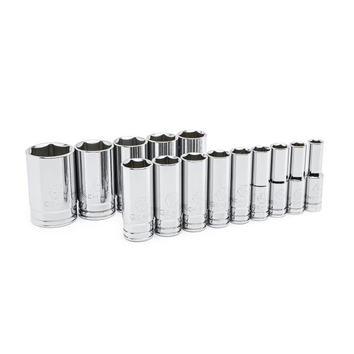 GearWrench Set Socket Deep Sae 1/2DR 6PT 14Pc - GWR-80733 | GarageAndFab.com