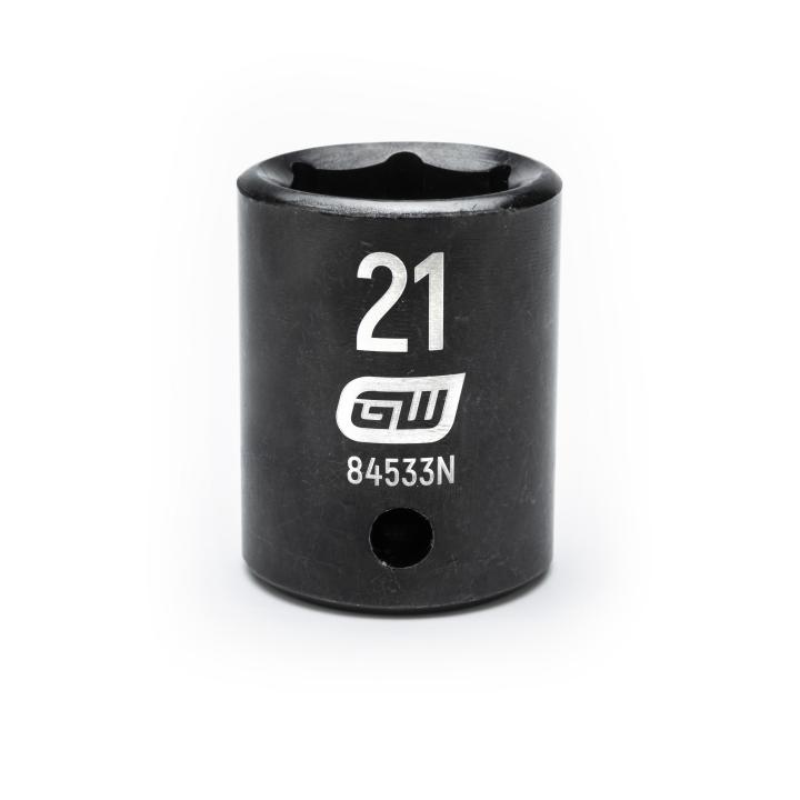 GearWrench 1/2"Drive 21MM Standard Impact Socket - GWR-84533N | GarageAndFab.com