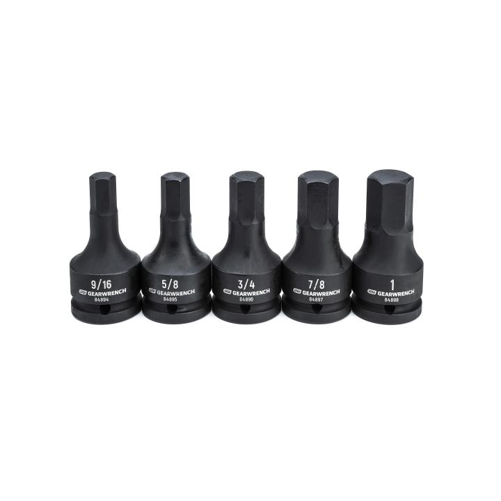 GearWrench Set Socket 3/4 DR Hex Bit 5Pc Sae - GWR-84899 | GarageAndFab.com