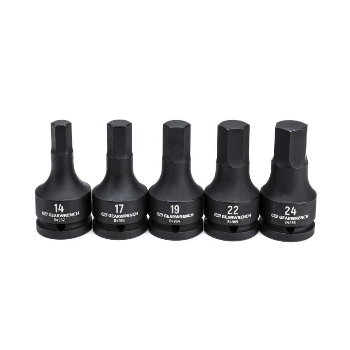 GearWrench Set Socket 3/4" DR Hex Bit 5Pc Met - GWR-84968 | GarageAndFab.com